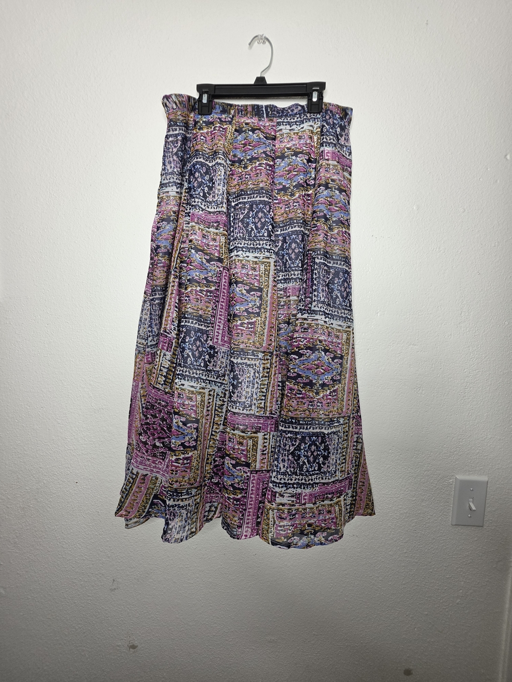 Mix Nouveau New York Women's Multicolor Geometric Chiffon Pleated Midi Skirt L